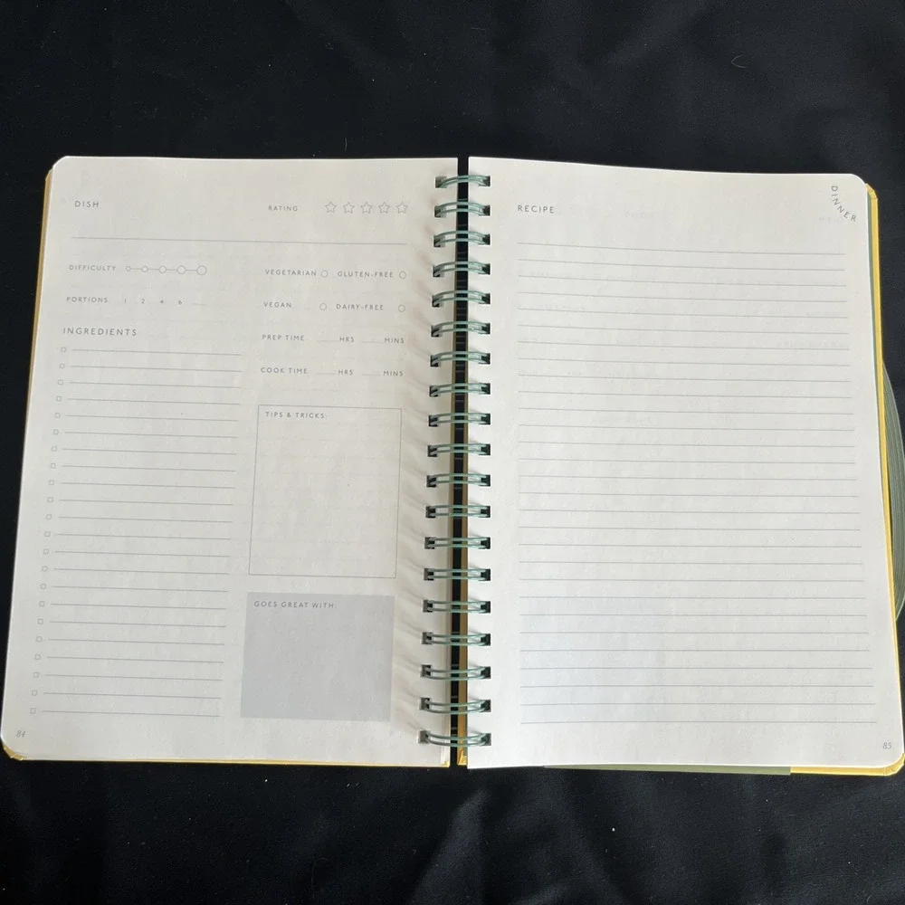 NEW Papier Yellow Recipe Journal Oranges Design Spiral Bound Notebook